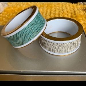 Set of KARA ROSS Snakeskin enamel bangles